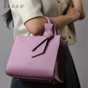Wholesale Boxy Leather Handbag With Attached Bow Manufacturing In Vietnam