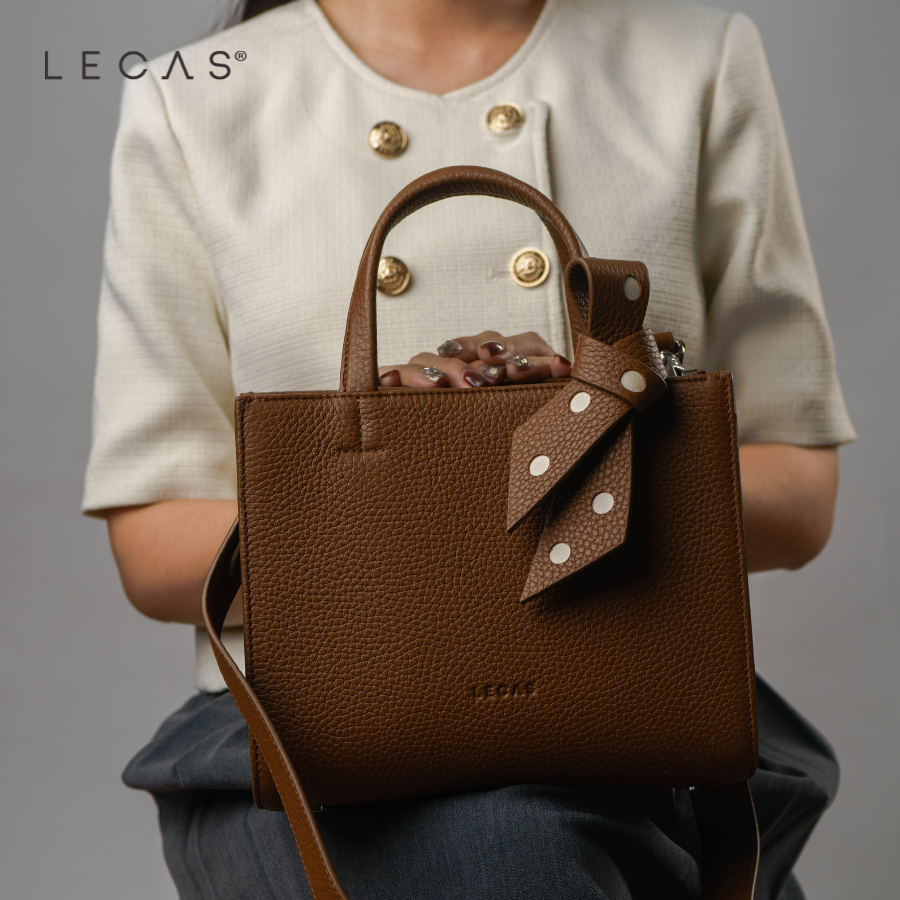 Wholesale Boxy Leather Handbag With Attached Bow Manufacturing In Vietnam